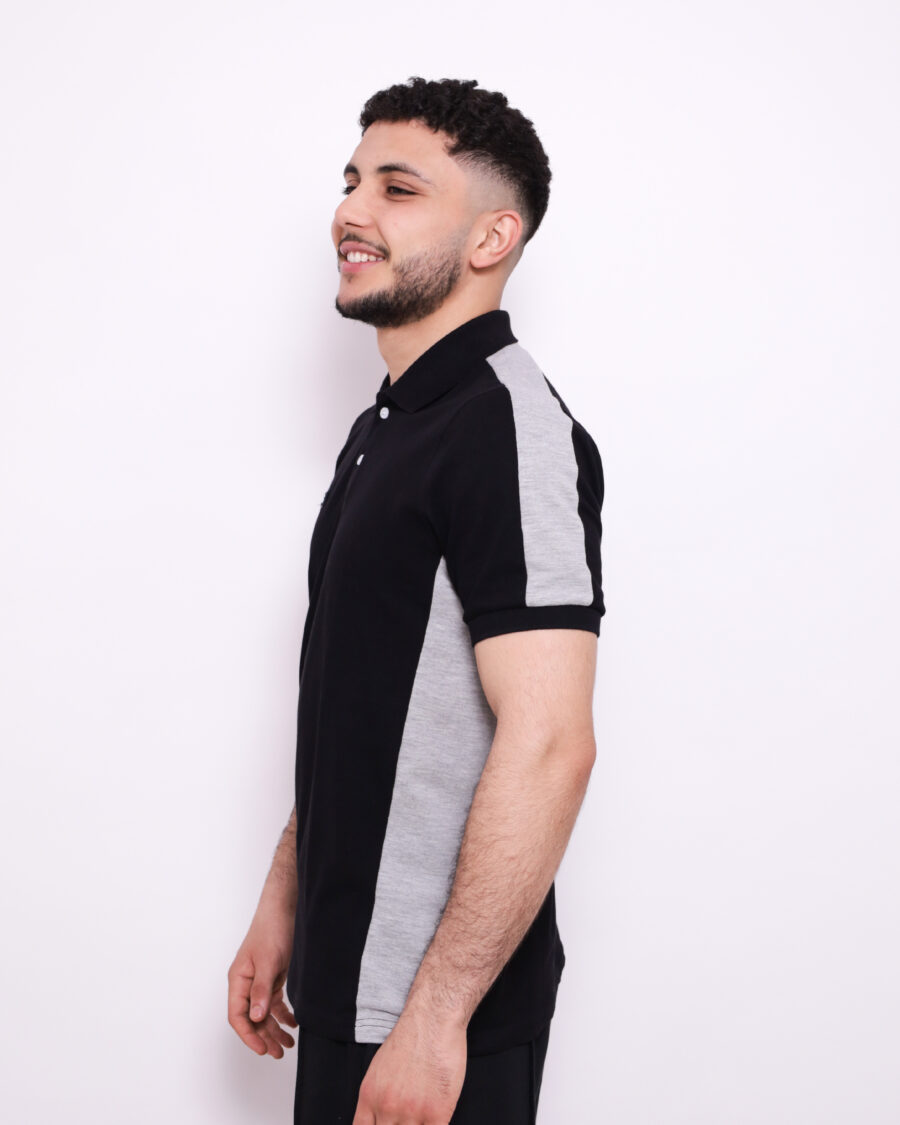Polo Demi Manche Nuancé - Noir et Gris - 100% Cotton – Image 4