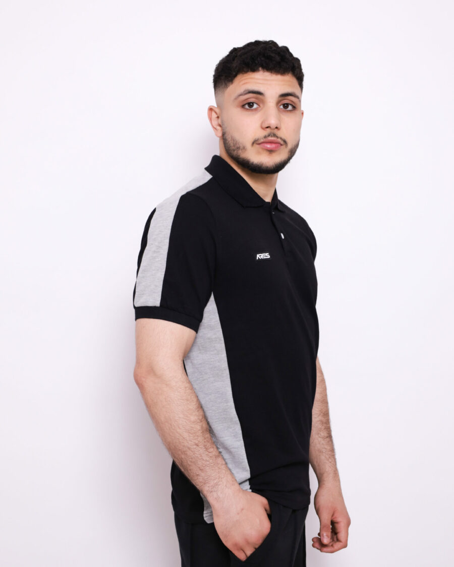 Polo Demi Manche Nuancé - Noir et Gris - 100% Cotton
