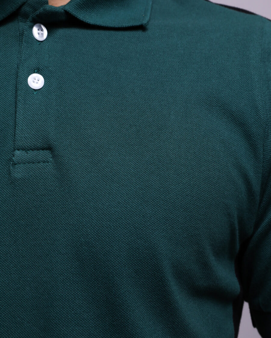 Polo Demi Manche Nuancé - Vert et Noir - 100% Cotton – Image 4