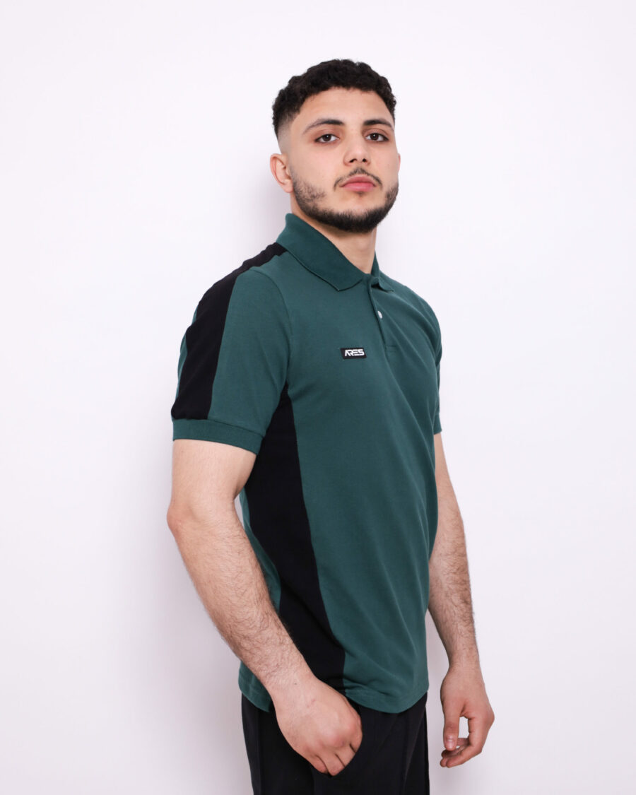 Polo Demi Manche Nuancé - Vert et Noir - 100% Cotton