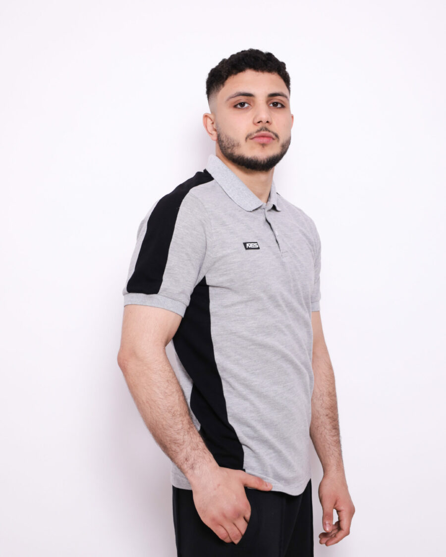 Polo Demi Manche Nuancé - Gris et Noir - 100% Cotton