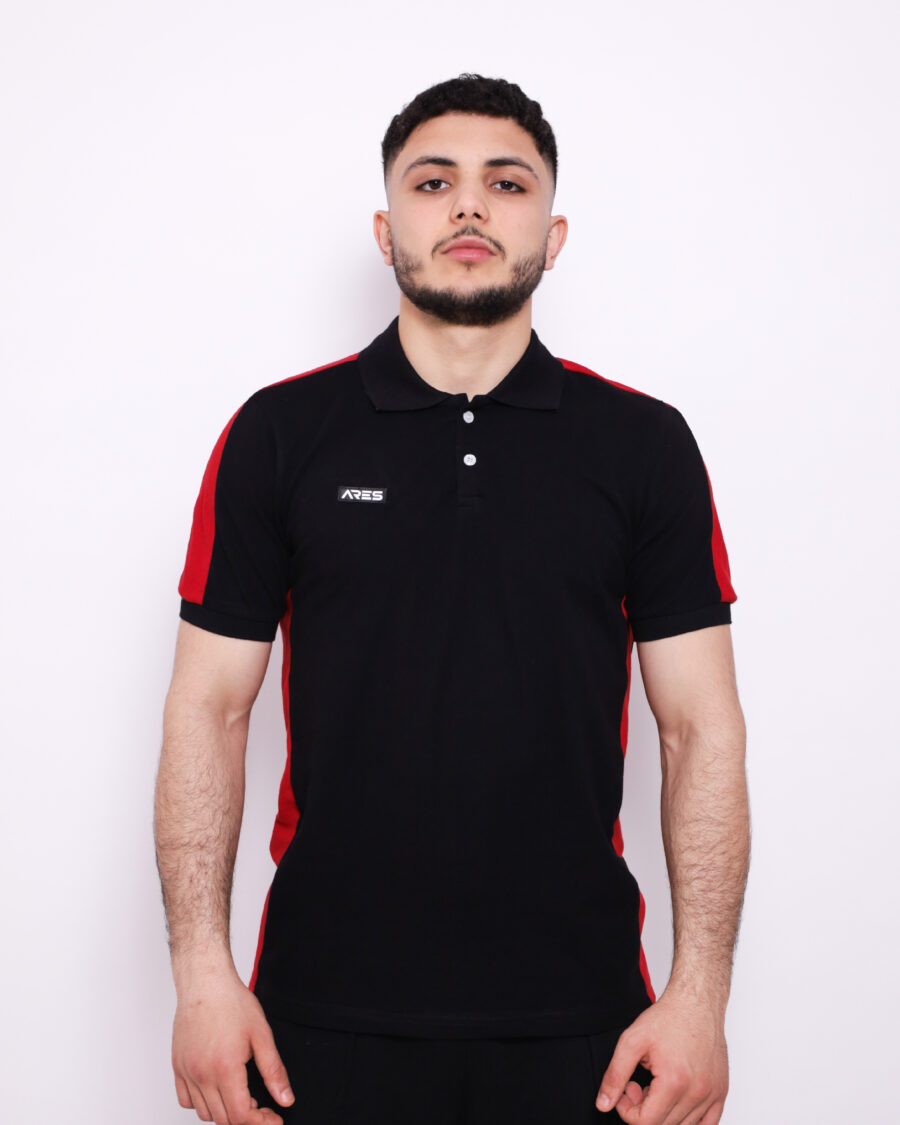 Polo Demi Manche Nuancé - Noir et Rouge - 100% Cotton – Image 4
