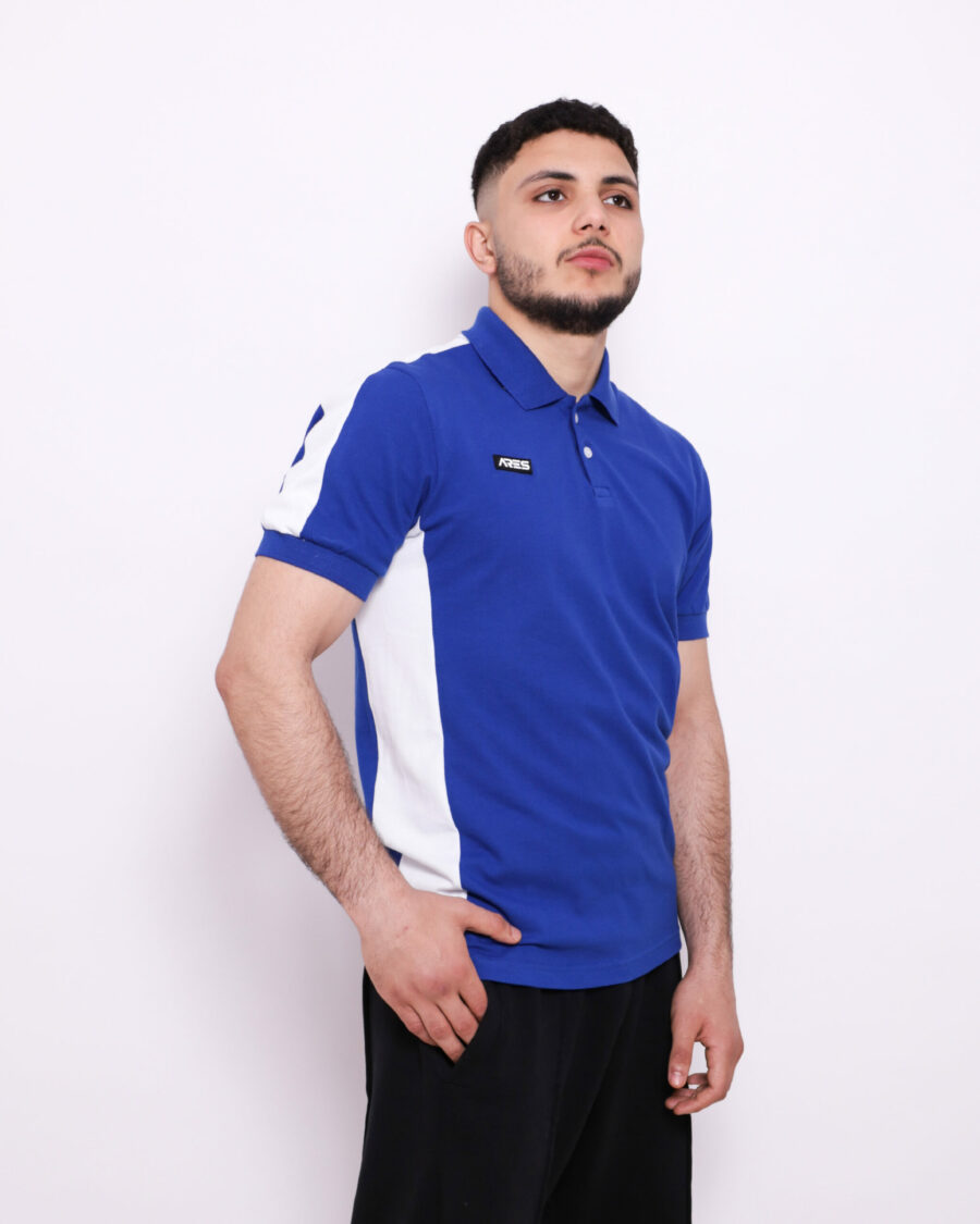 Polo Demi Manche Nuancé - Bleu et Blanc - 100% Cotton
