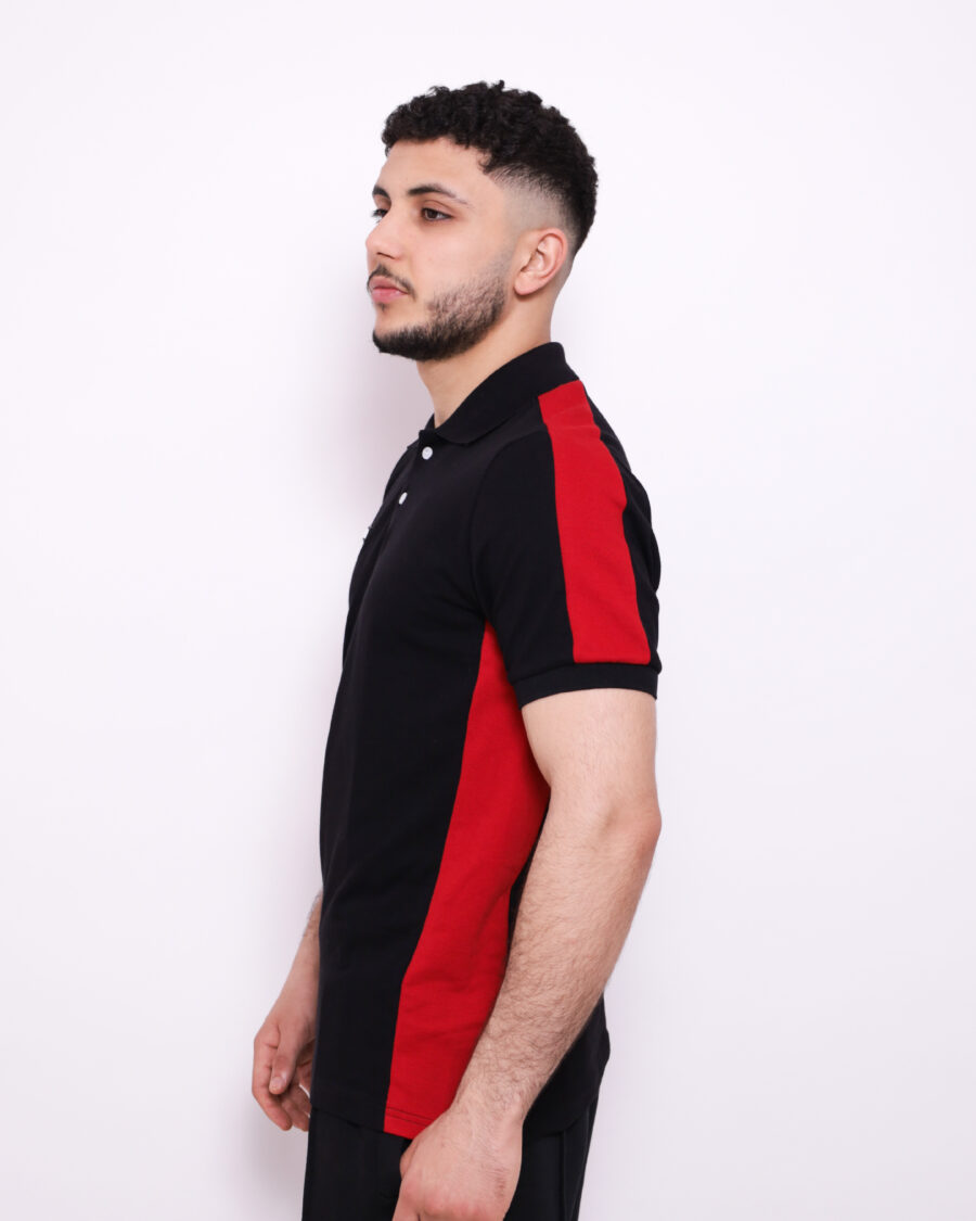 Polo Demi Manche Nuancé - Noir et Rouge - 100% Cotton – Image 2