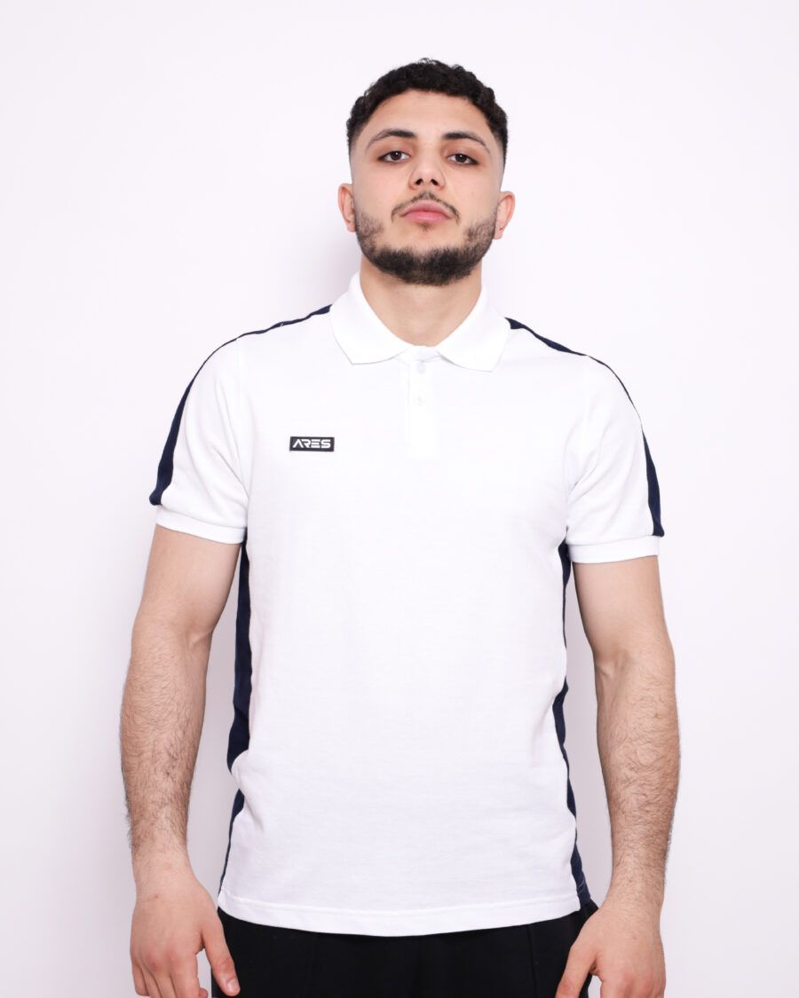 Polo Demi Manche Nuancé - Blanc et Bleu marine - 100% Cotton – Image 4