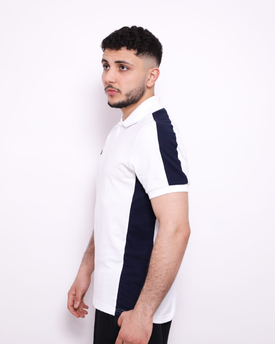 Polo Demi Manche Nuancé - Blanc et Bleu marine - 100% Cotton – Image 2