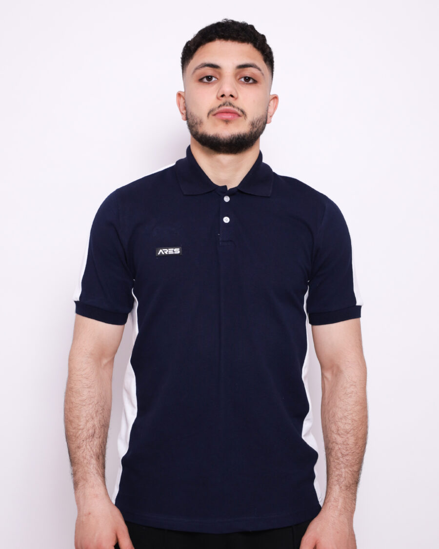 Polo Demi Manche Nuancé - Bleu marine et Blanc - 100% Cotton – Image 2