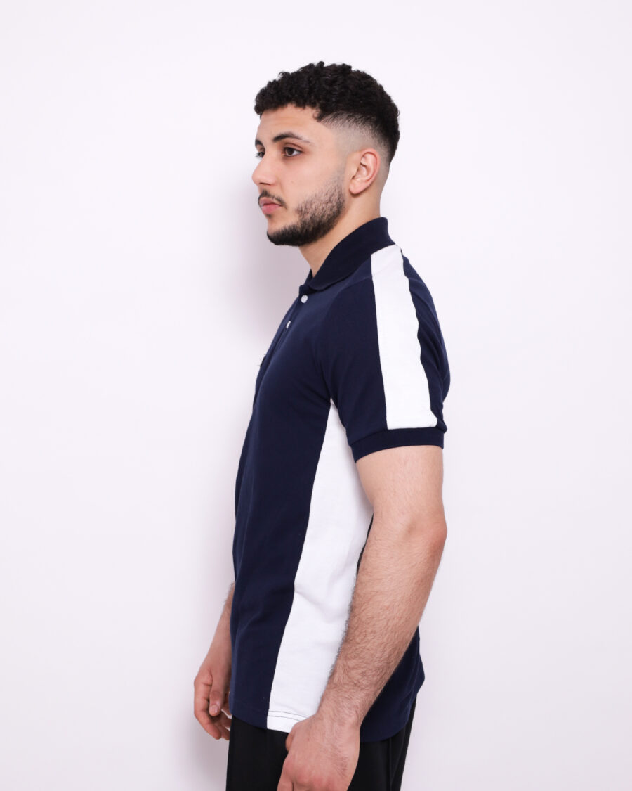 Polo Demi Manche Nuancé - Bleu marine et Blanc - 100% Cotton – Image 3