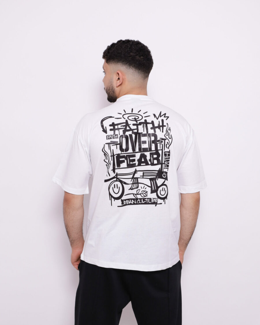 T-Shirt Oversize Imprimé - Blanc - 100% Cotton