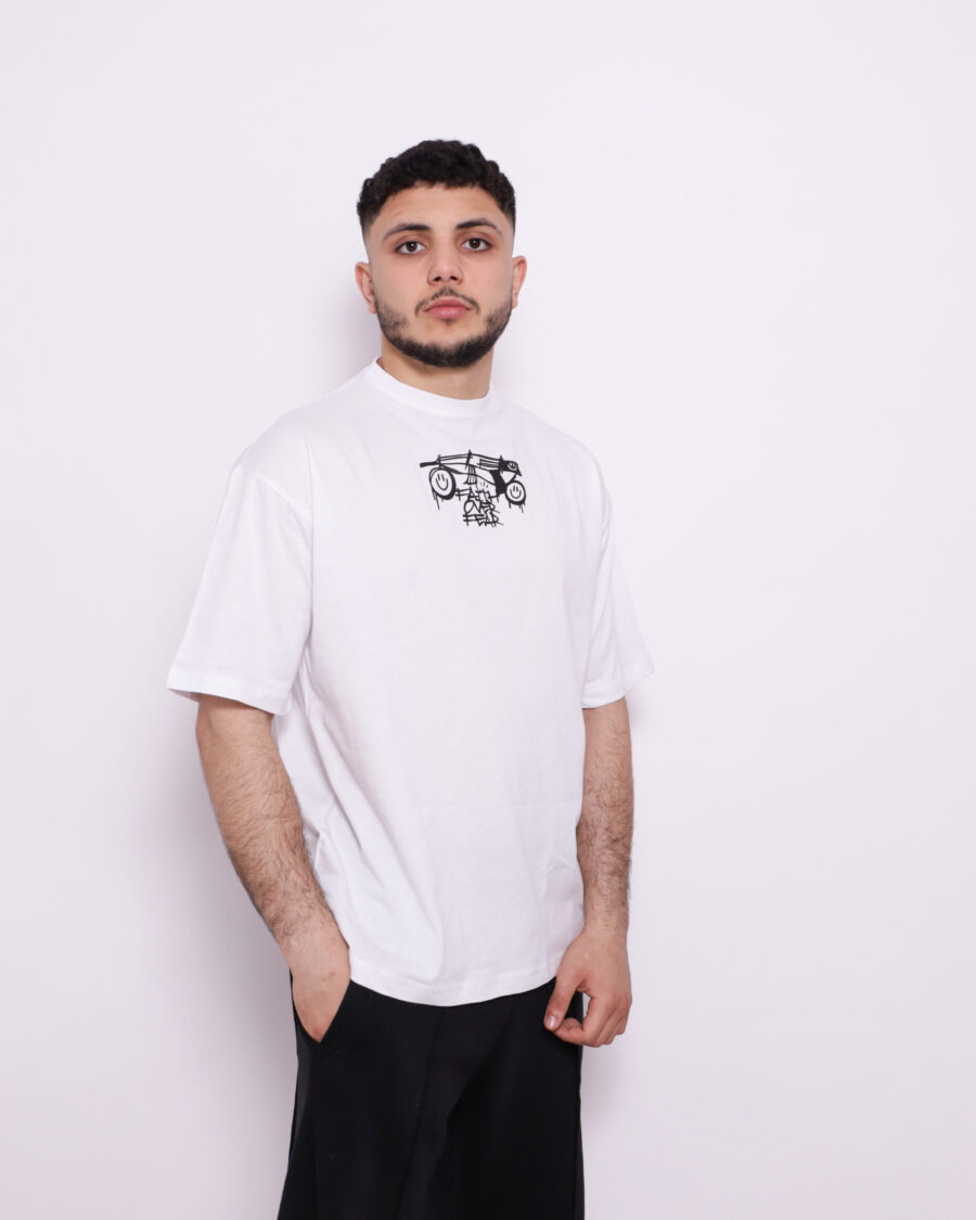 T-Shirt Oversize Imprimé - Blanc - 100% Cotton – Image 3