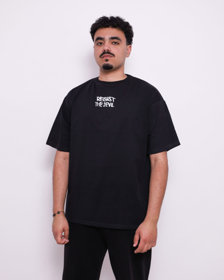 T-Shirt Oversize Imprimé - Noir - 100% Cotton – Image 2