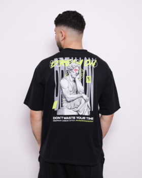 T-Shirt Oversize Imprimé - Noir - 100% Cotton