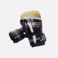 Gants de boxe WSD Boxing Fighting avec rembourrage haute densité et fermeture velcro. Protection optimale, confort et design premium noir et doré.