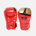Gants de boxe WSD Boxing Fighting avec rembourrage haute densité et fermeture velcro. Protection optimale, confort et design premium Rouge et doré.