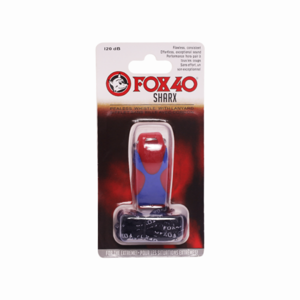 Sifflet Fox 40 Sharx 120 dB sans bille, son ultra puissant et constant. Idéal pour arbitres, entraîneurs et situations extrêmes, avec cordon inclus.