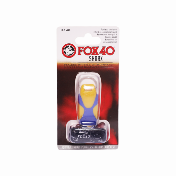 Sifflet Fox 40 Sharx 120 dB sans bille, son ultra puissant et constant. Idéal pour arbitres, entraîneurs et situations extrêmes, avec cordon inclus.