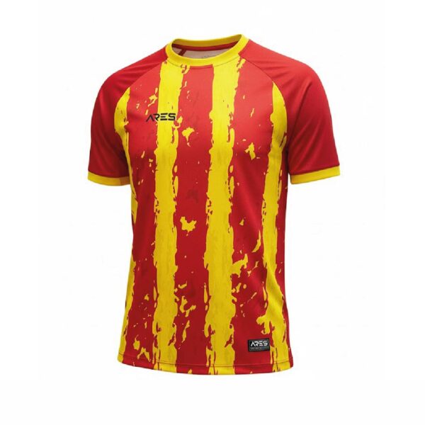 Maillot Ares – Rouge & Jaune Rayé